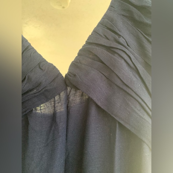 Jason Wu Blue Rouched Shirred Maxi Sleeveless Tiered Linen Dress NWT - Picture 9 of 17